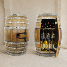 Load image into Gallery viewer, Whiskey &amp; Wine Barrel Multi-Use Bar — Display Cabinet, Stemware Shelf