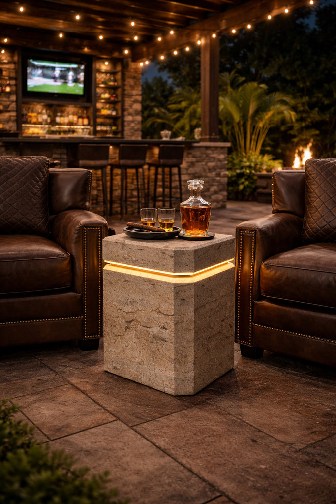 Luxury Travertine LED Side Table