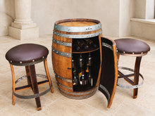 Load image into Gallery viewer, Whiskey &amp; Wine Barrel Multi-Use Bar — Display Cabinet, Stemware Shelf