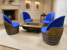 Load image into Gallery viewer, Whiskey &amp; Wine Barrel Coffee Table Set — 4 Chairs