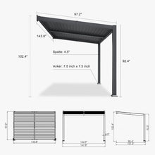 Load image into Gallery viewer, 8 x 12 FT Wall-Mounted Aluminum Louvered Pergola