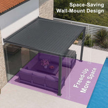 Load image into Gallery viewer, 8 x 12 FT Wall-Mounted Aluminum Louvered Pergola