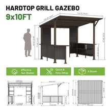 Load image into Gallery viewer, 9 x 10 Ft Outdoor Hardtop Grill Gazebo with Shelves