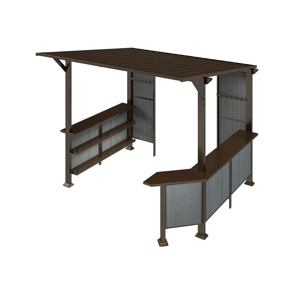 9 x 10 Ft Outdoor Hardtop Grill Gazebo with Shelves