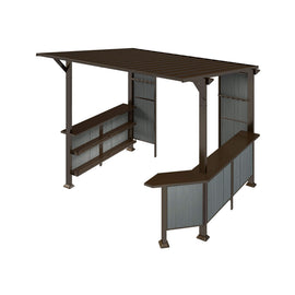 9 x 10 Ft Outdoor Hardtop Grill Gazebo with Shelves