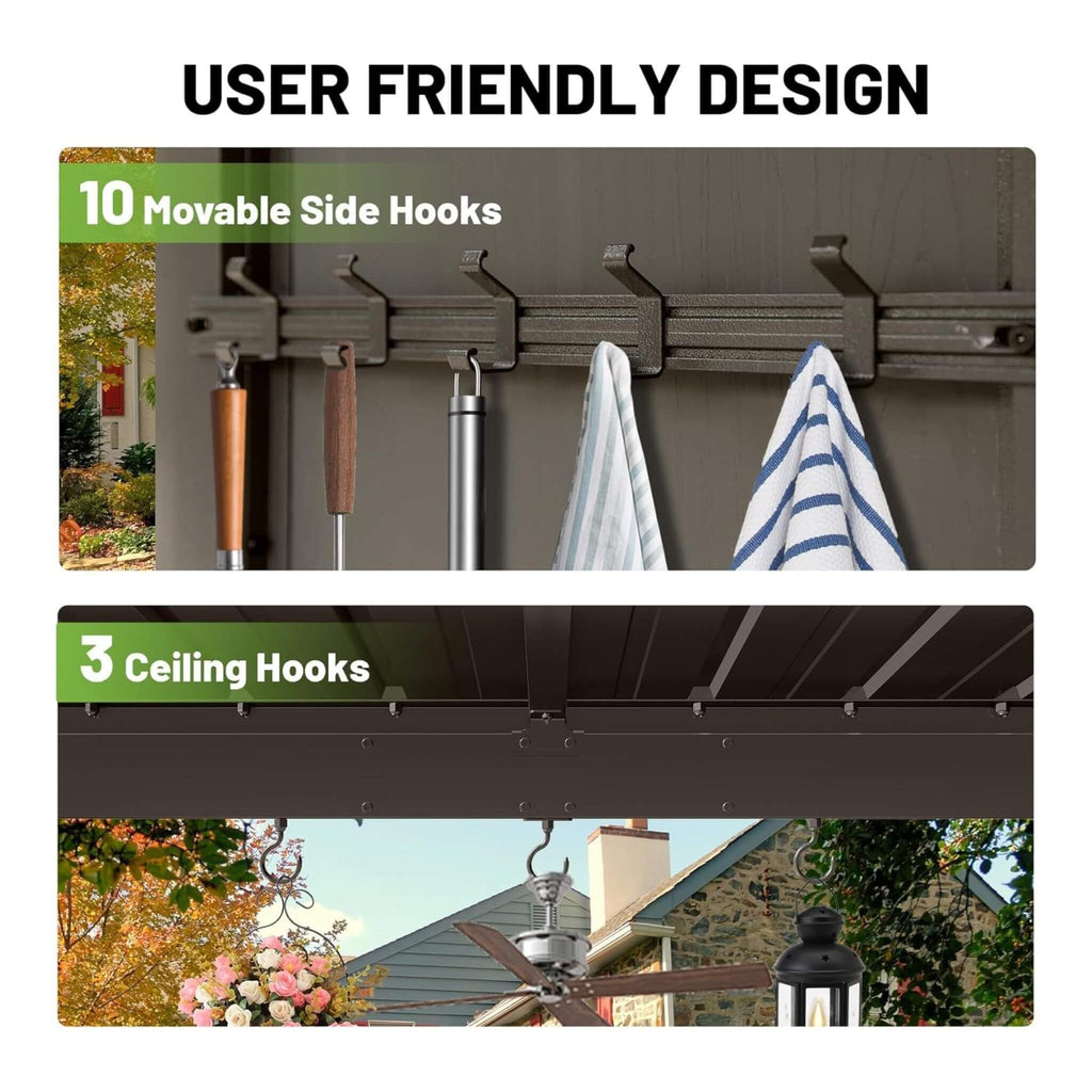 9 x 10 Ft Outdoor Hardtop Grill Gazebo with Shelves