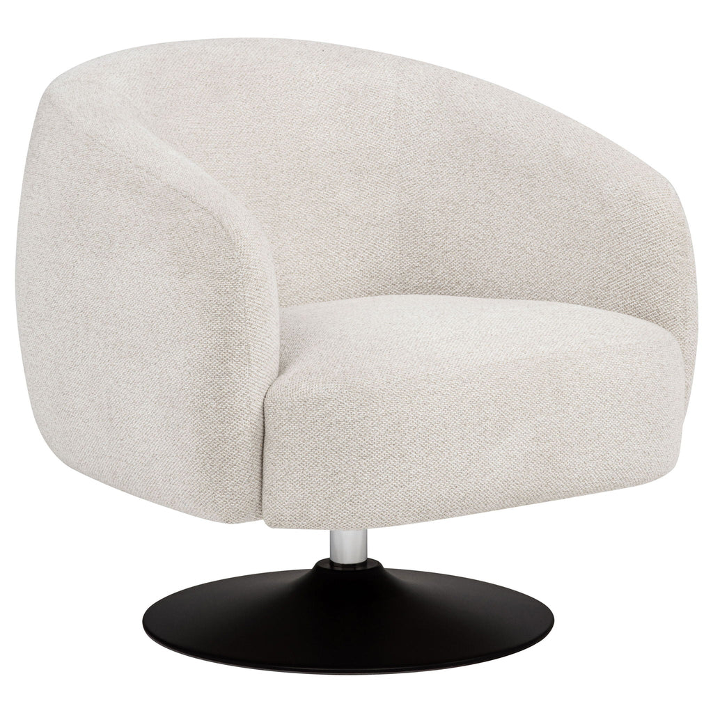 Dave Upholstered Barrel Back Swivel Club Chair – Beige