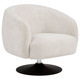 Dave Upholstered Barrel Back Swivel Club Chair – Beige