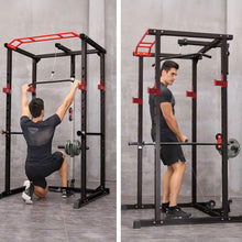 Load image into Gallery viewer, 1000 lb Multifunctional Power Cage Squat Rack with Weight Bench