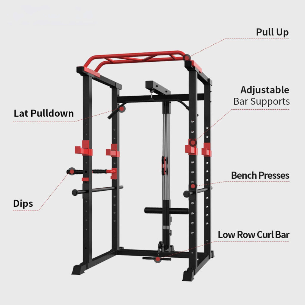 1000 lb Multifunctional Power Cage Squat Rack with Weight Bench