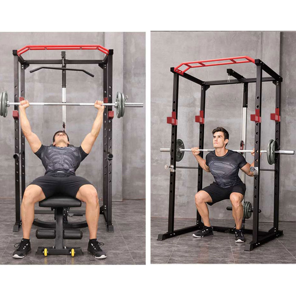 1000 lb Multifunctional Power Cage Squat Rack with Weight Bench