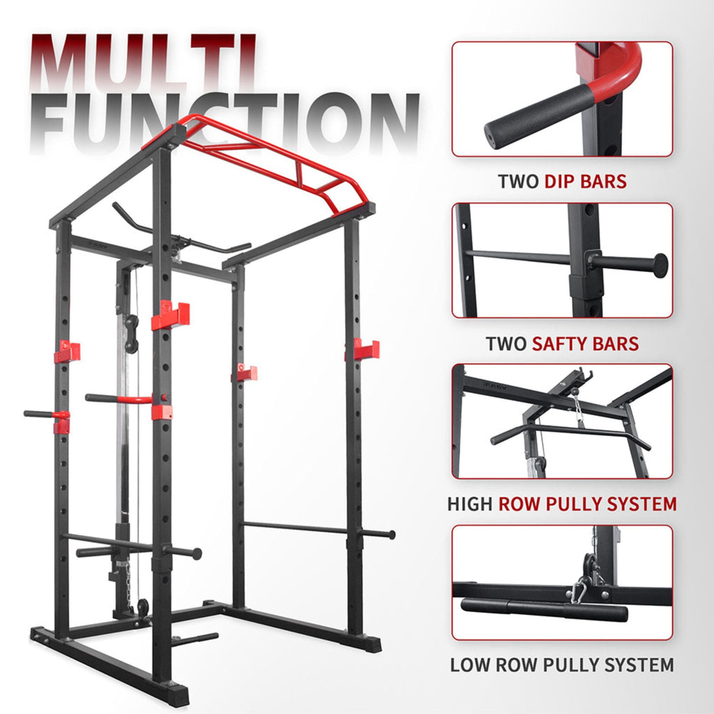 1000 lb Multifunctional Power Cage Squat Rack with Weight Bench