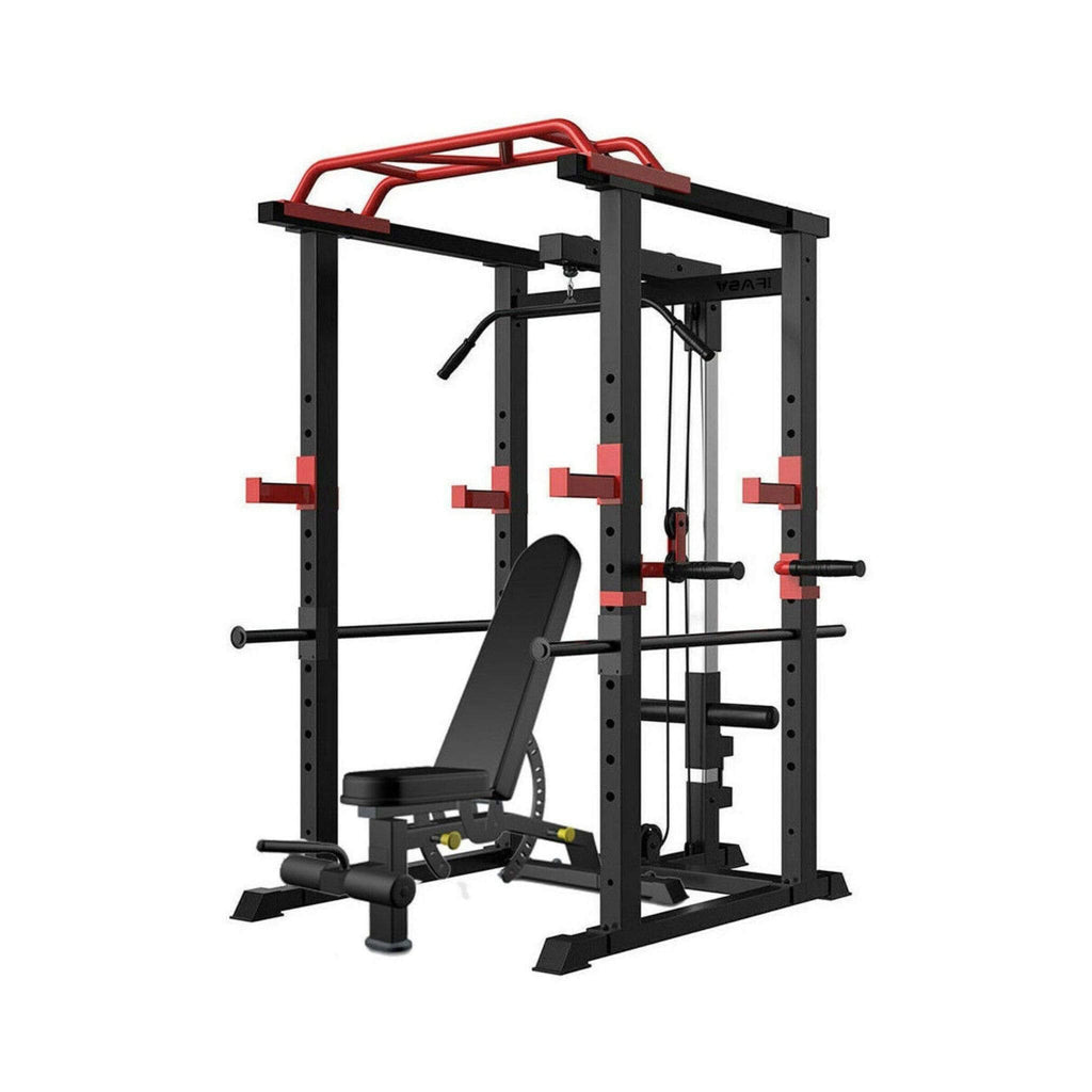 1000 lb Multifunctional Power Cage Squat Rack with Weight Bench