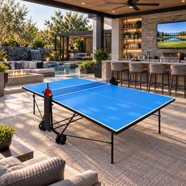 108” Full-Size Outdoor Table Tennis Table Set