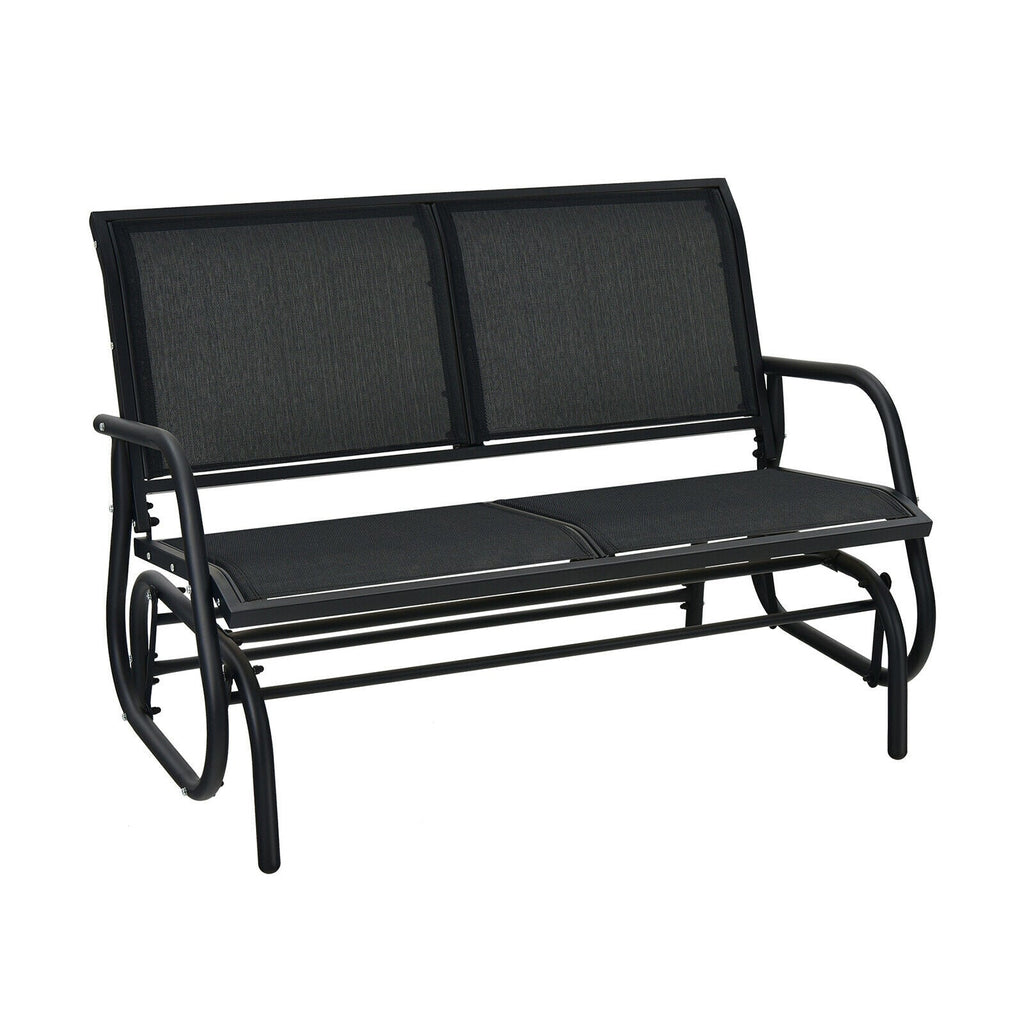 Outdoor Steel Glider Bench – 2-Person Patio Rocking Seat