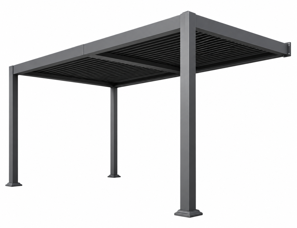 10 x 12 FT Wall-Mounted Aluminum Louvered Pergola