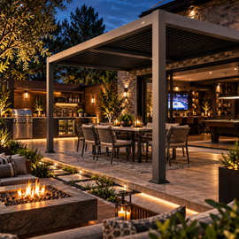 10 x 12 FT Wall-Mounted Aluminum Louvered Pergola