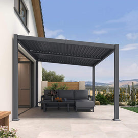 [10X12FT] Modern Louvered Aluminum Pergola With Sloped Roof