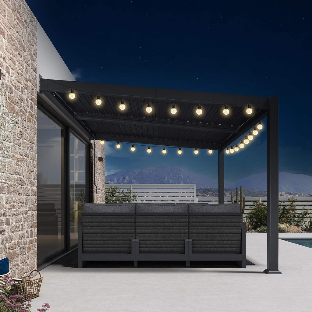 10 x 12 FT Wall-Mounted Aluminum Louvered Pergola