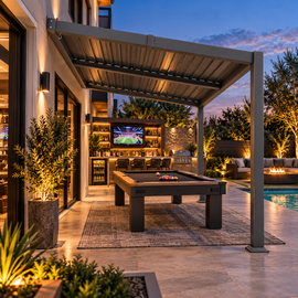 10 x 14 FT Aluminum Louvered Pergola with Sloped Roof
