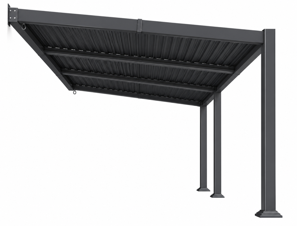10 x 14 FT Wall-Mounted Aluminum Louvered Pergola