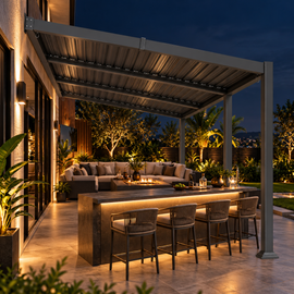 10 x 14 FT Wall-Mounted Aluminum Louvered Pergola