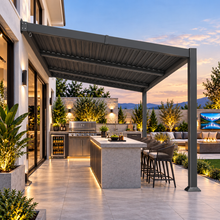 Load image into Gallery viewer, 10 x 14 FT Wall-Mounted Aluminum Louvered Pergola