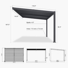 Load image into Gallery viewer, 10 x 14 FT Wall-Mounted Aluminum Louvered Pergola