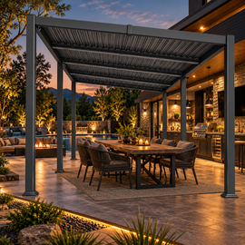 10 x 20 FT Modern Aluminum Louvered Pergola with Sloped Roof