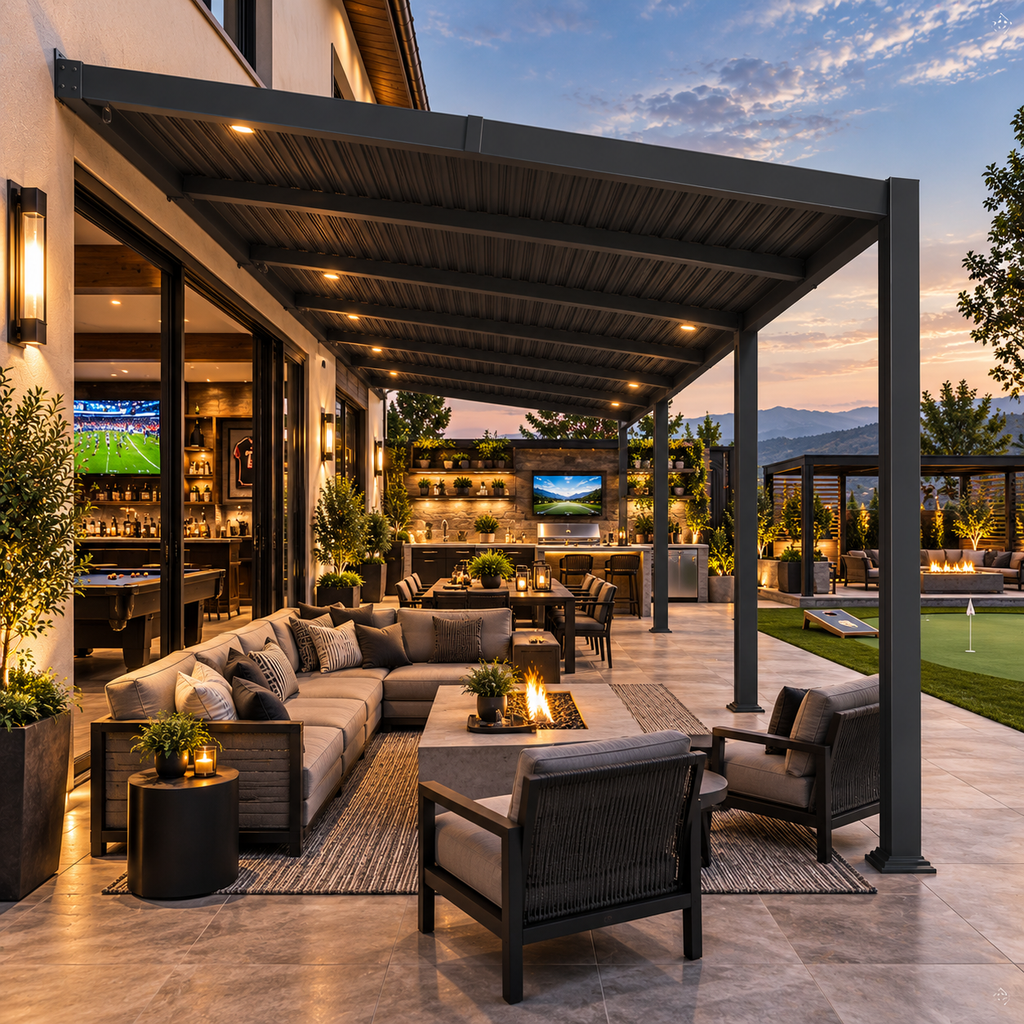 10 x 20 FT Wall-Mounted Aluminum Louvered Pergola