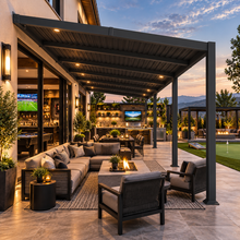 Load image into Gallery viewer, 10 x 20 FT Wall-Mounted Aluminum Louvered Pergola