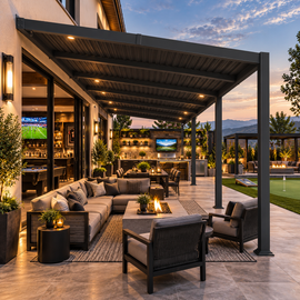 10 x 20 FT Wall-Mounted Aluminum Louvered Pergola