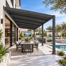Load image into Gallery viewer, 10 x 20 FT Wall-Mounted Aluminum Louvered Pergola