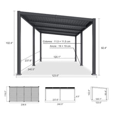 Load image into Gallery viewer, 10 x 20 FT Modern Aluminum Louvered Pergola with Sloped Roof