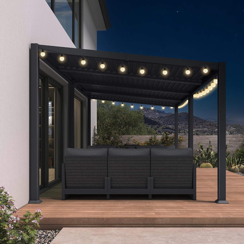 10 x 20 FT Modern Aluminum Louvered Pergola with Sloped Roof