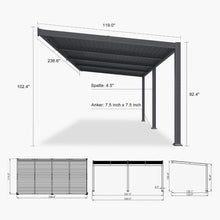 Load image into Gallery viewer, 10 x 20 FT Wall-Mounted Aluminum Louvered Pergola