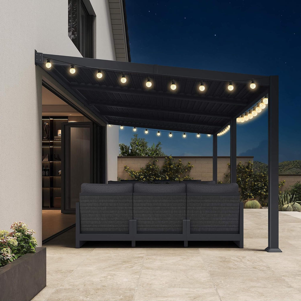 10 x 20 FT Wall-Mounted Aluminum Louvered Pergola
