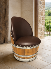 Load image into Gallery viewer, Whiskey &amp; Wine Barrel Half-Barrel Table Set — 2 Chairs