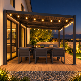 11’ x 18’ Modern Louvered Aluminum Pergola with Sloped Roof