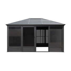 Meridian 11 x 14 FT Four-Season Aluminum Hardtop Sunroom with Sliding Doors
