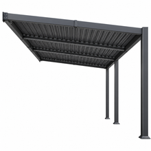 Load image into Gallery viewer, 11 x 18 FT Modern Wall-Mounted Aluminum Louvered Pergola