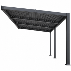 11 x 18 FT Modern Wall-Mounted Aluminum Louvered Pergola