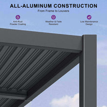 Load image into Gallery viewer, 11 x 18 FT Modern Wall-Mounted Aluminum Louvered Pergola