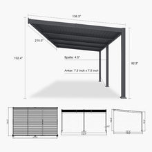 Load image into Gallery viewer, 11 x 18 FT Modern Wall-Mounted Aluminum Louvered Pergola