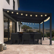 Load image into Gallery viewer, 11 x 18 FT Modern Wall-Mounted Aluminum Louvered Pergola