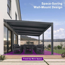 Load image into Gallery viewer, 11 x 18 FT Modern Wall-Mounted Aluminum Louvered Pergola