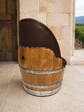 Load image into Gallery viewer, Whiskey &amp; Wine Barrel Half-Barrel Table Set — 2 Chairs