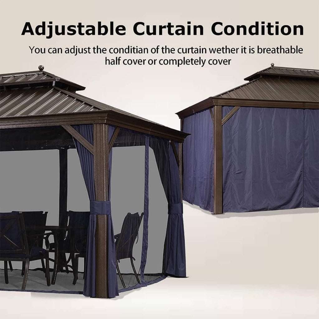 12 x 20 FT Heavy-Duty Outdoor Hardtop Gazebo with Curtains & Netting