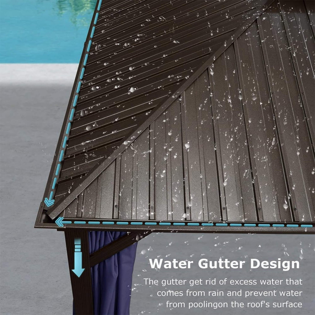 12 x 20 FT Heavy-Duty Outdoor Hardtop Gazebo with Curtains & Netting