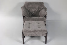Load image into Gallery viewer, Chair &amp; Ottoman – Taye with Tiger Maple Arms